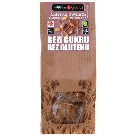 Ciastka owsiane z migdałami i czekoladą BEZGL.  B/C 150g - PURE & GOOD