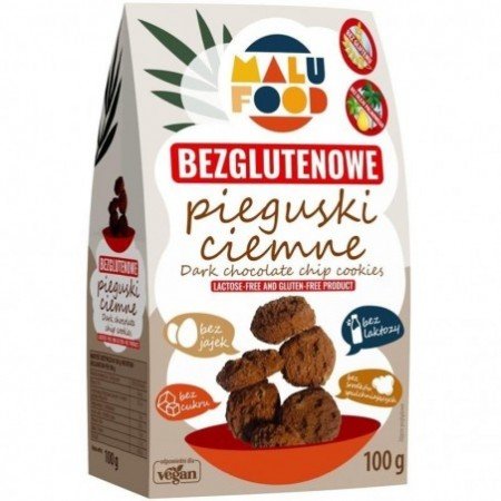 Ciastka pieguski ciemne BEZGL. B/C 100 g - MALU FOOD