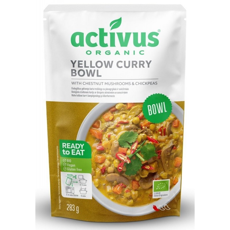 Danie żółte curry z brązowymi pieczarkami i ciecierzycą BEZGL. BIO 283 g - ACTIVUS