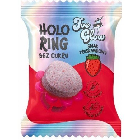 HOLOPOPS lizak "pierścień" bez cukru o smaku truskawkowym 6g (SPRZEDAŻ NA OPAKOWANIA ZBIORCZE) - JOE GLOW