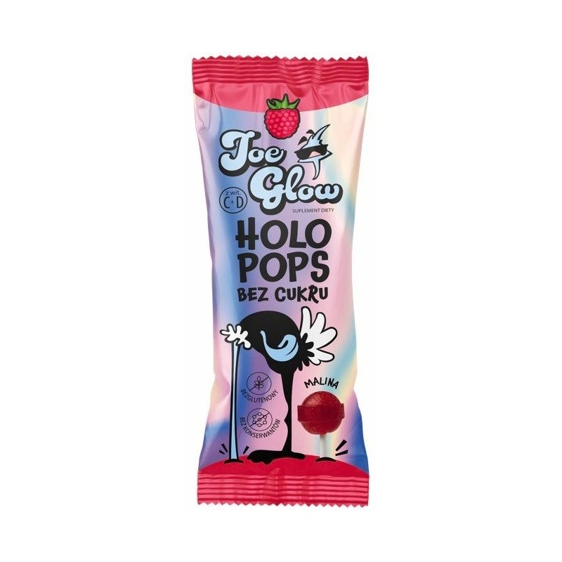 HOLOPOPS lizak kulka bez cukru o smaku mailinowym 8g (SPRZEDAŻ NA OPAKOWANIA ZBIORCZE) - JOE GLOW