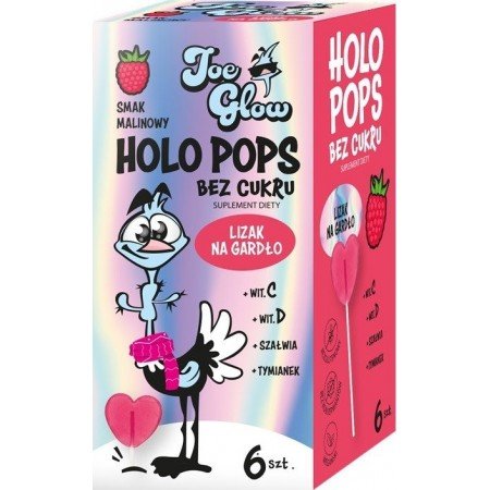 HOLOPOPS lizak na gardło malinowy B/C (6szt) 36 g - JOE GLOW