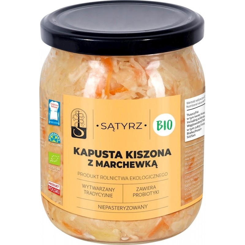 Kapusta kiszona z marchewką BIO 450 g - SĄTYRZ