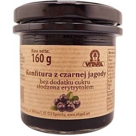 Konfitura z czarnej jagody słodzona erytrytolem B/C 160g - VITAPOL