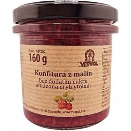 Konfitura z malin słodzona erytrytolem  B/C 160g - VITAPOL