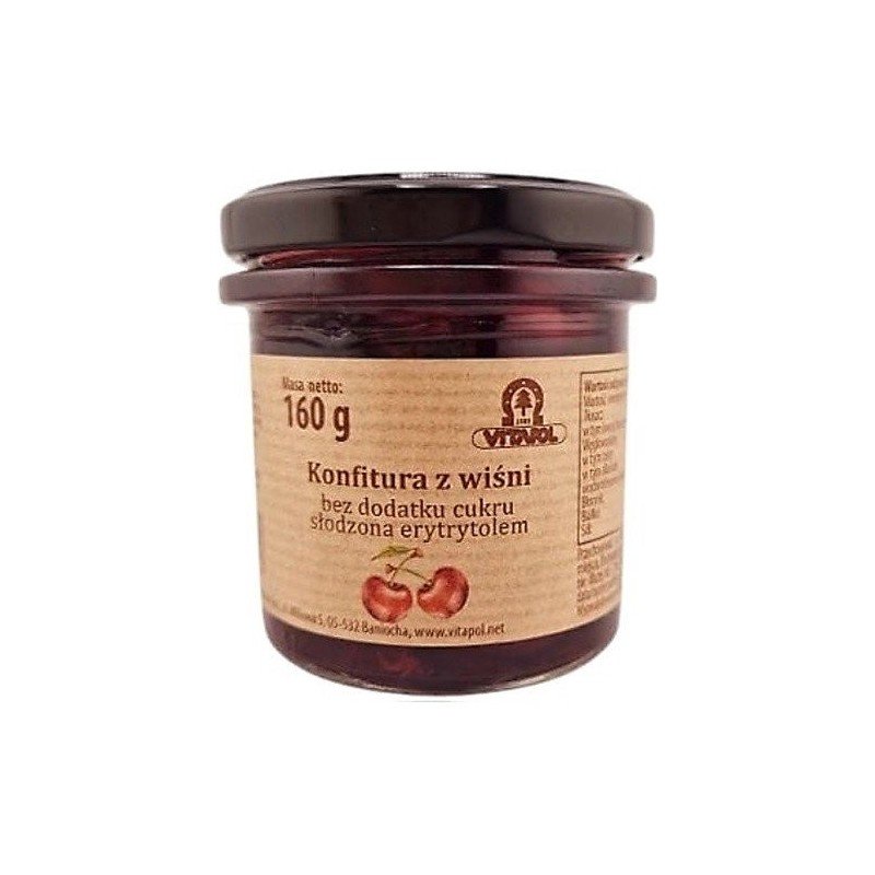 Konfitura z wiśni słodzona erytrytolem  B/C 160g - VITAPOL