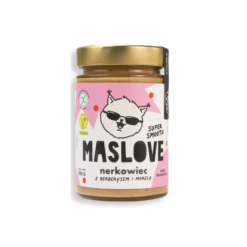 KREM Z ORZECHÓW NERKOWCA Z BERBERYSEM I MORELĄ SUPER SMOOTH BEZGLUTENOWY 290 g - MASLOVE