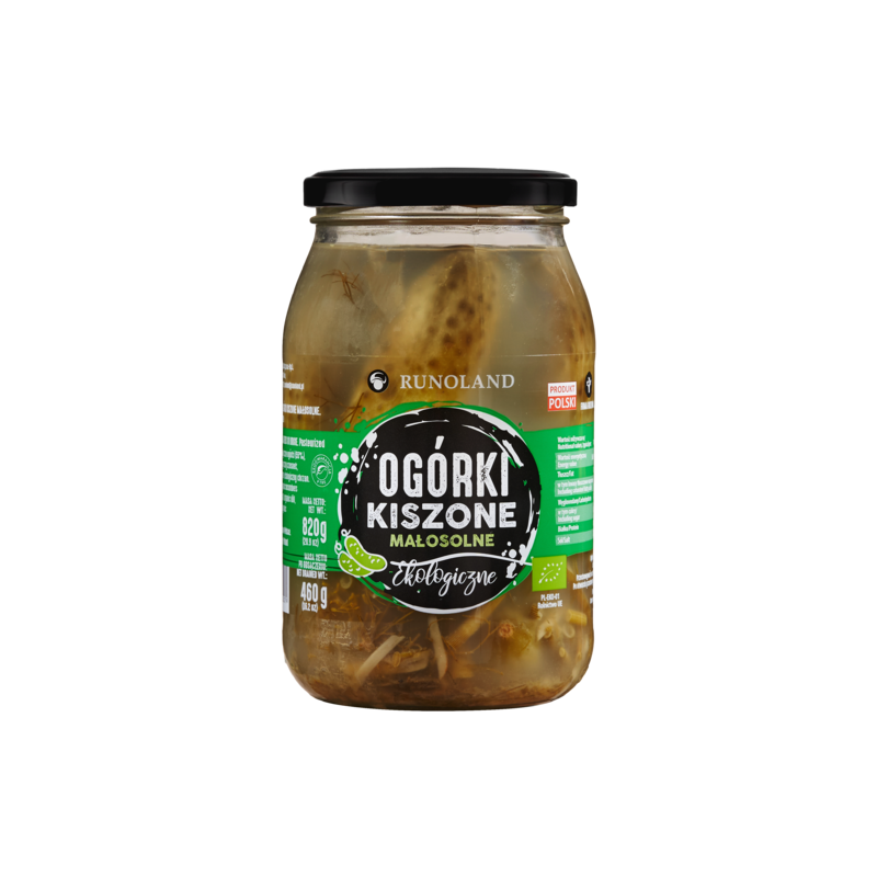 OGÓRKI KISZONE MAŁOSOLNE BIO 820 g (460 g) - RUNOLAND