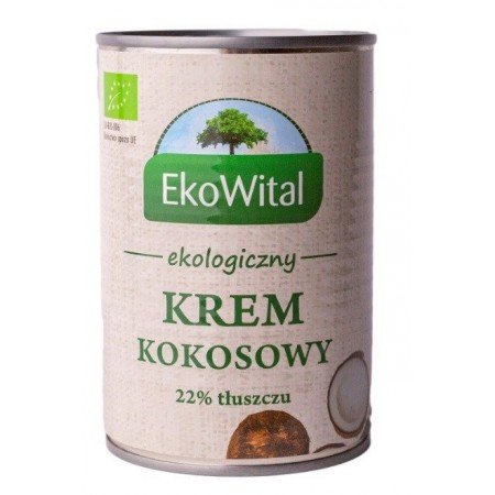 Krem kokosowy 22% tłuszczu ( mleczko kokosowe ) BIO 400 ml - EKOWITAL
