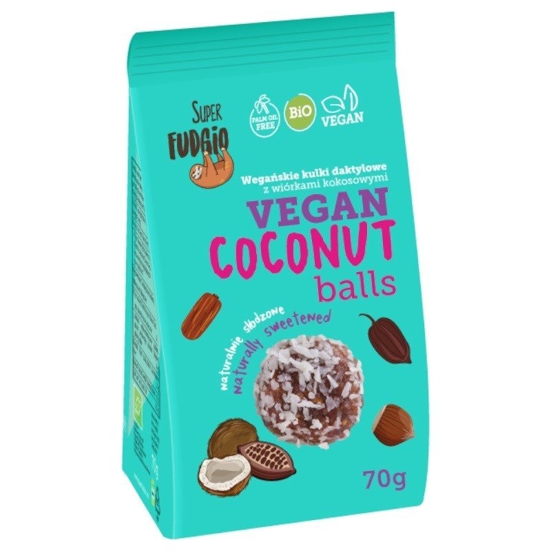 Kulki daktylowe z wiórkami kokosowymi BIO 70g - SUPER FUDGIO