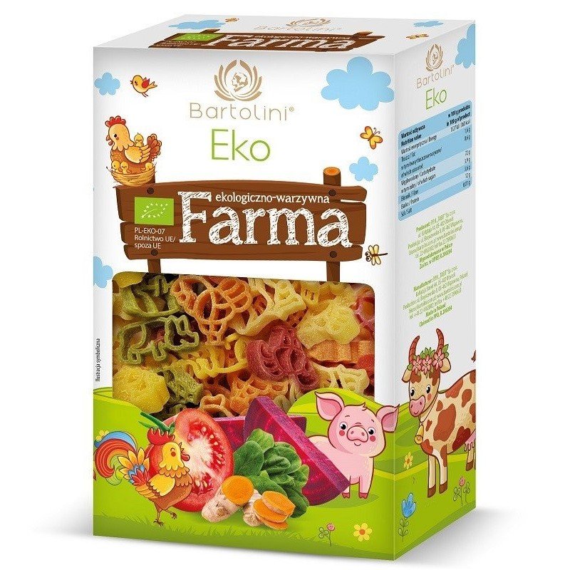Makaron Eko Farma zwierzątka pięciosmakowe BIO 250g - BARTOLINI