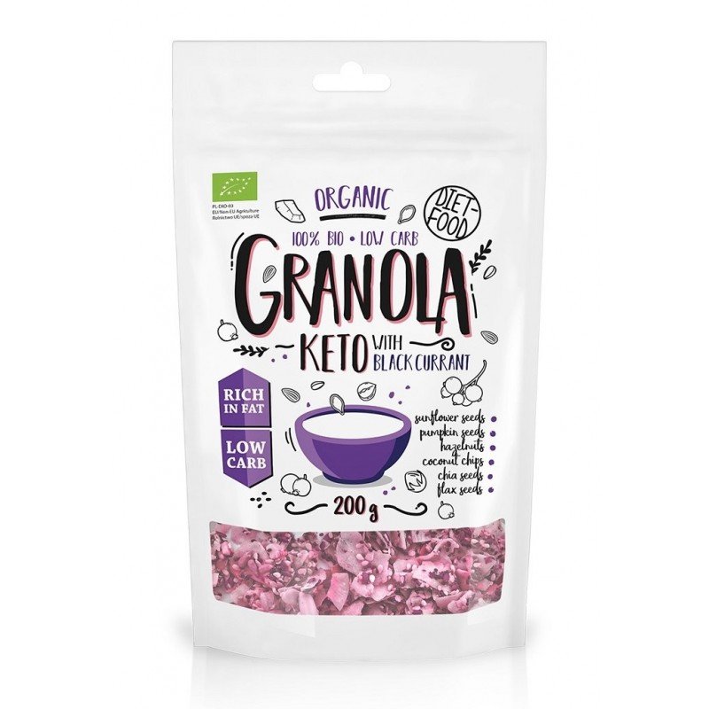GRANOLA CZARNA PORZECZKA KETO BIO 200 g - DIET-FOOD