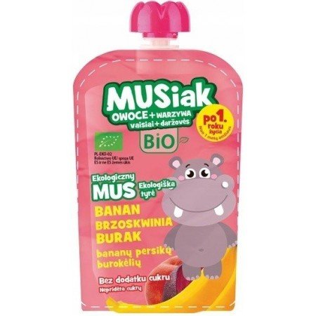 Mus owocowo- warzywny banan brzoskwinia burak  BIO 100 g - MUSIAKI