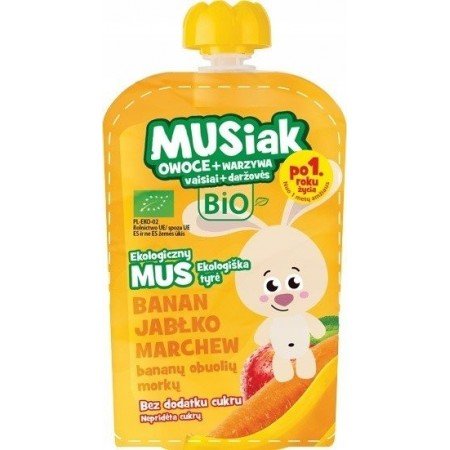 Mus owocowo-warzywny banan jabłko marchew BIO 100 g - MUSIAKI