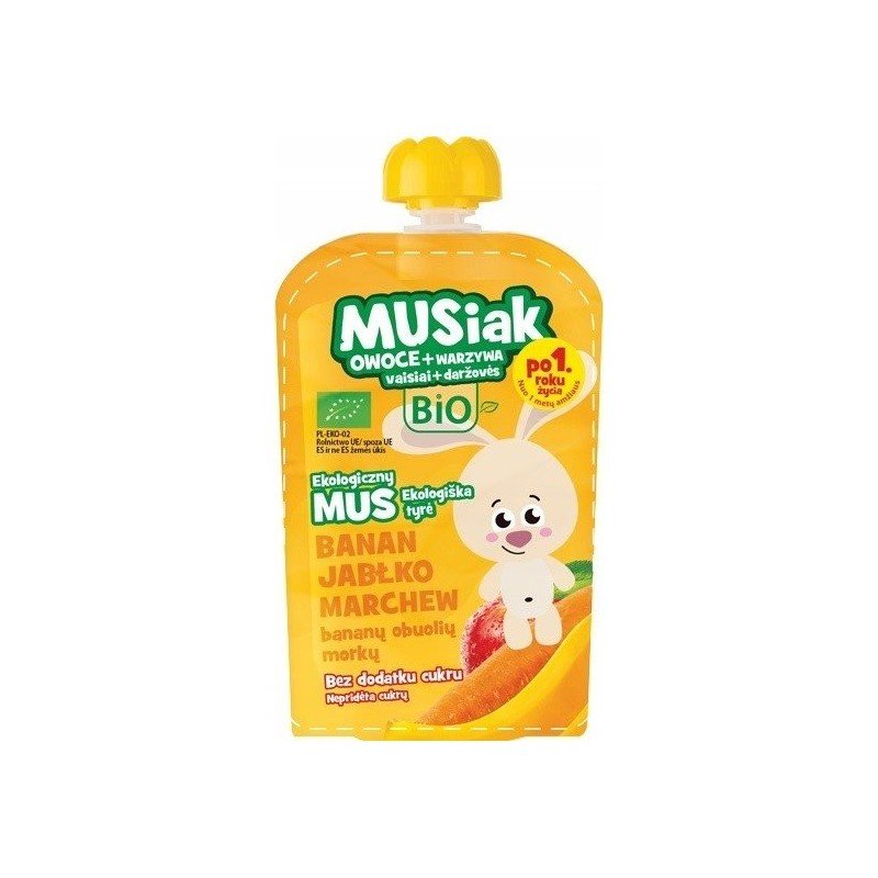 Mus owocowo-warzywny banan jabłko marchew BIO 100 g - MUSIAKI