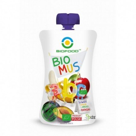 Mus Śliwkowo Bananowo Jabłkowy BIO 90 g - BIOFOOD