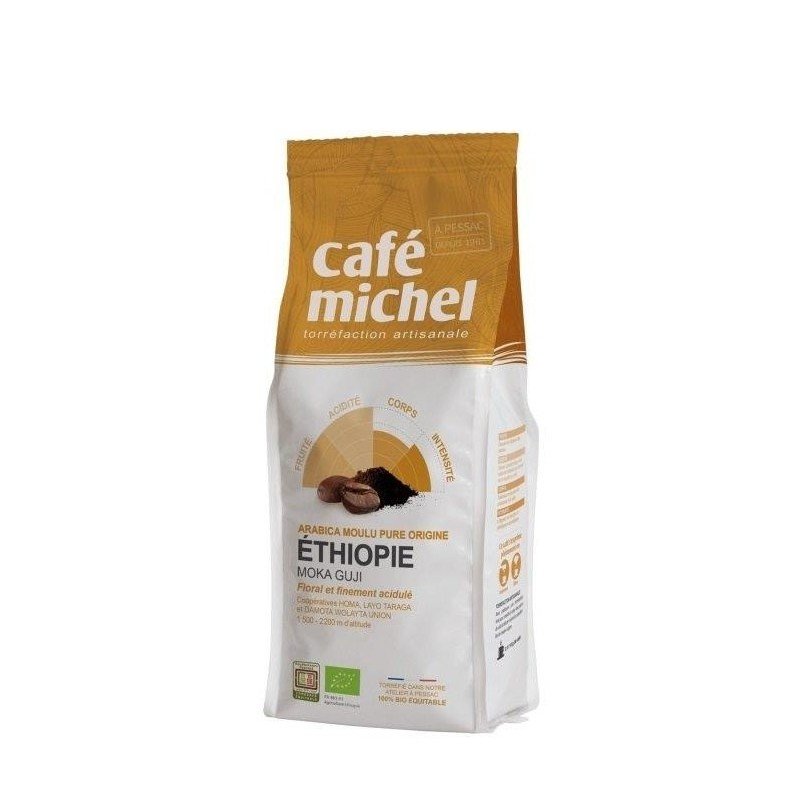 KAWA MIELONA ARABICA 100 % MOKA GUJI ETIOPIA FAIR TRADE BIO 250 g - CAFE MICHEL