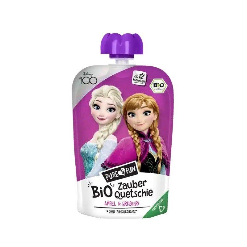 Przecier jabłko- truskawka BIO 100 g Kraina Lodu- Elza i Anna - HEJO!