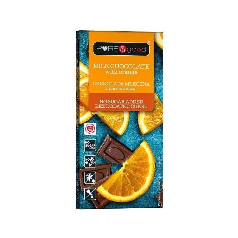 Czekolada mleczna z pomarańczą bez dodatku cukru 75g