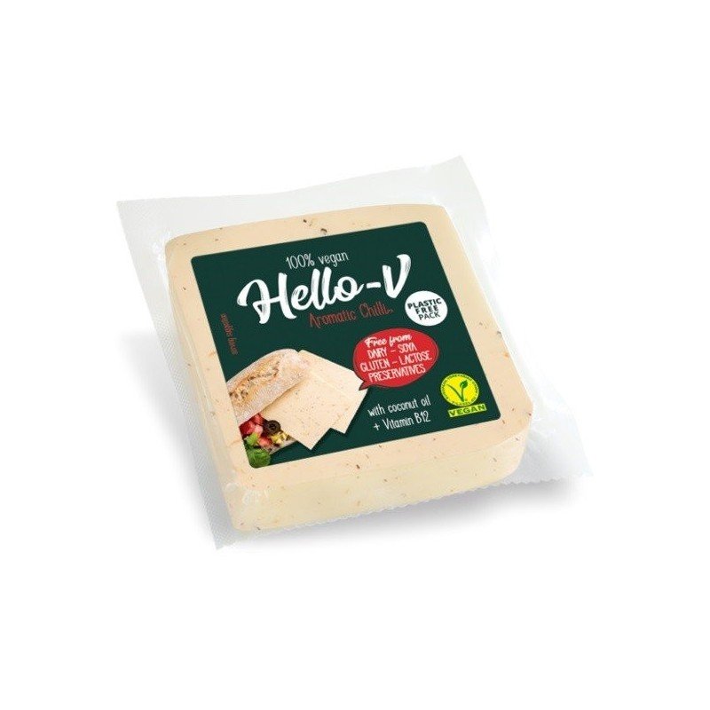 Roślinna alternatywa sera z chili- kostka 200 g - HELLO-V