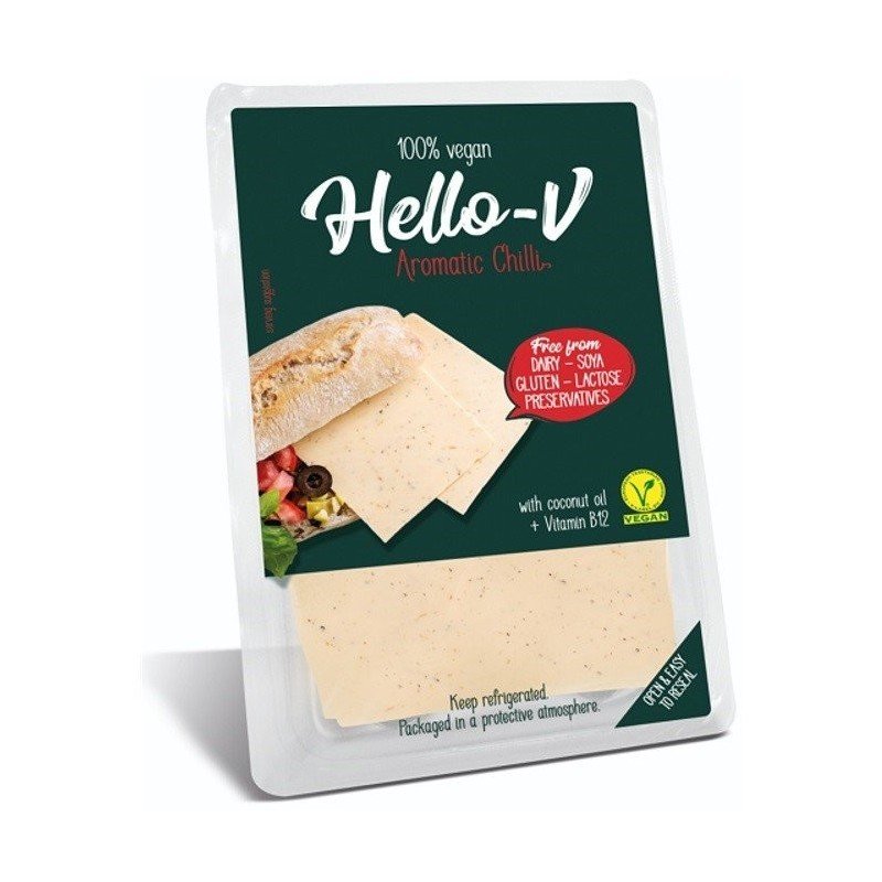 Roślinna alternatywa sera z chilli- plastry 140 g - HELLO-V