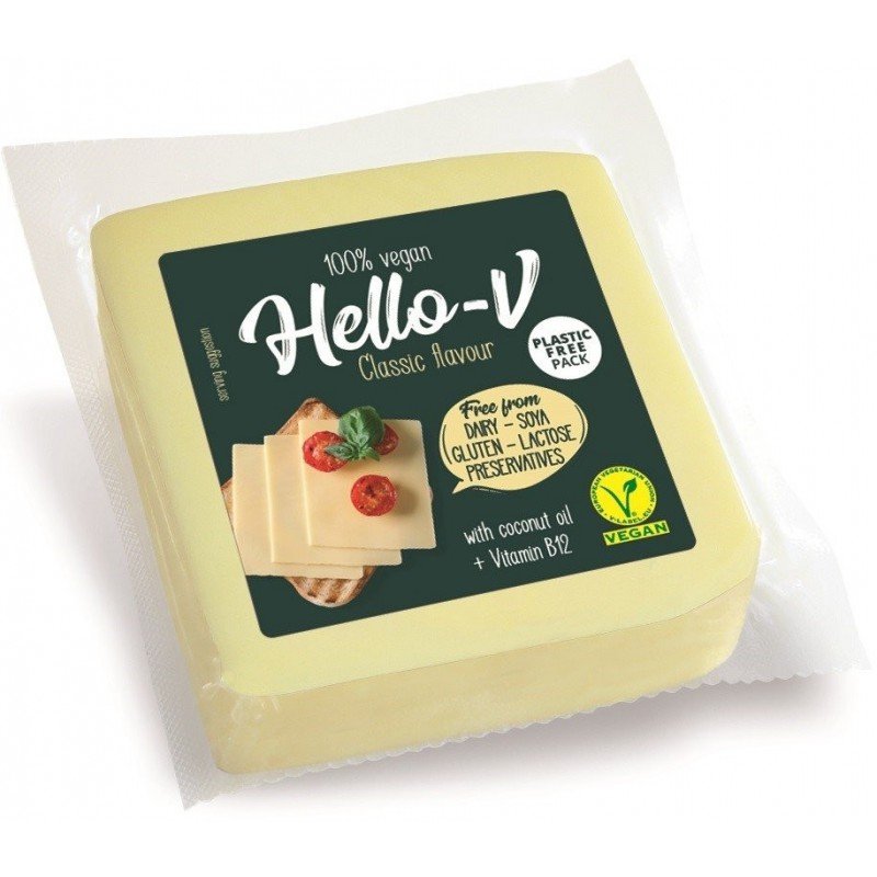 Roślinna alternatywa sera żółtego- kostka 200 g - HELLO-V