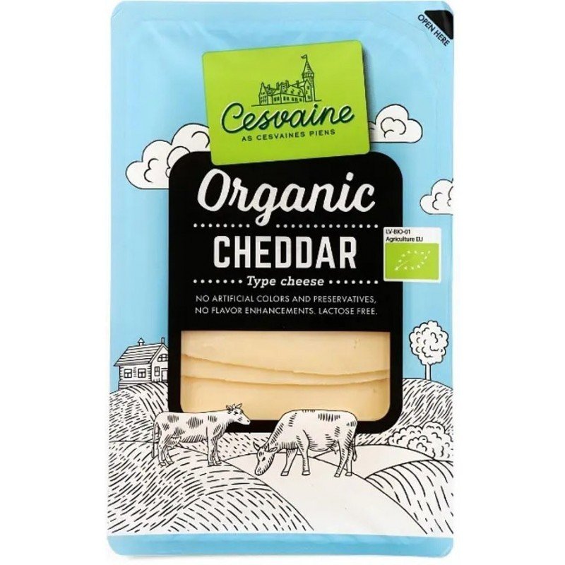 Ser cheddar w plastrach BIO 125 g - CESVAINE