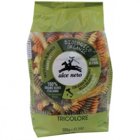 MAKARON (SEMOLINOWY TRÓJKOLOROWY) FUSILLI BIO 500 g - ALCE NERO
