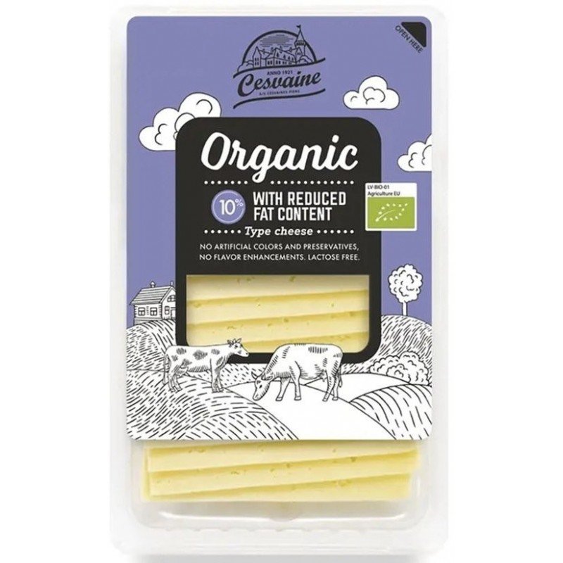 Ser żółty o obniżonej zawartości tłuszczu w plastrach BIO 125 g - CESVAINE