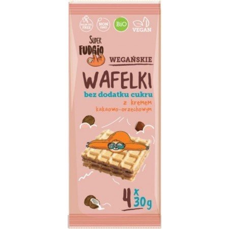 Wafelki z kremem kakaowo-orzechowym B/C BIO 120 g - SUPER FUDGIO