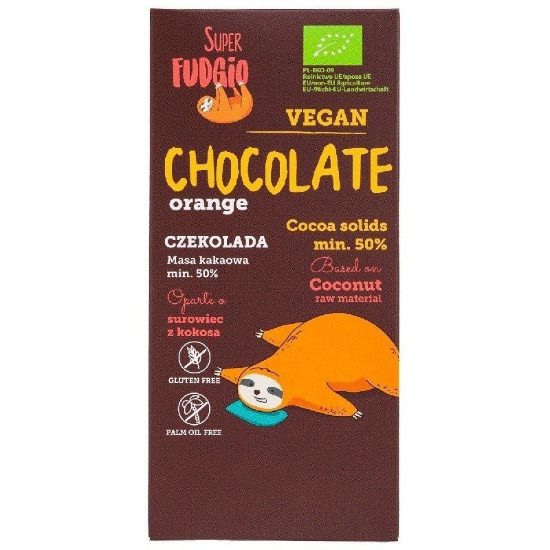 Wegańska czekolada pomarańczowa BIO 80 g - SUPER FUDGIO