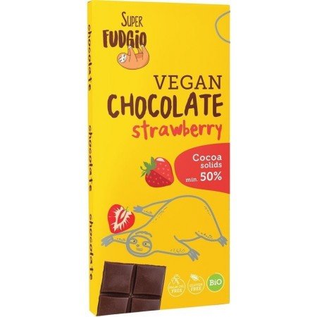 Wegańska czekolada truskawkowa BIO 80 g - SUPER FUDGIO