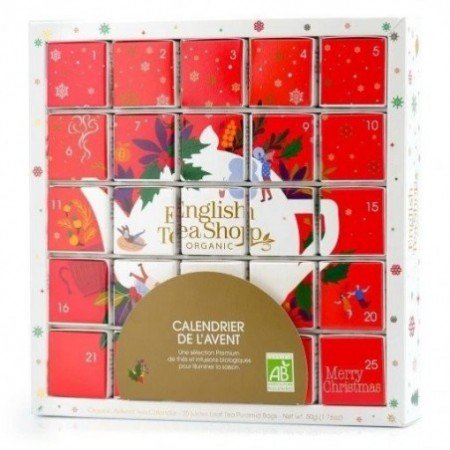 Zestaw herbatek świątecznych Kalendarz Adwentowy PUZZLE czerwony BIO 50g BN - ENGLISH TEA SHOP