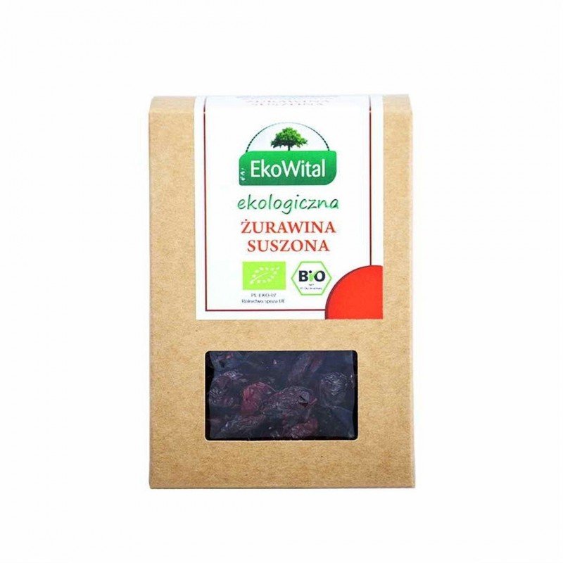Żurawina suszona (słodzona cukrem trzcinowym) BIO 125 g - EKOWITAL