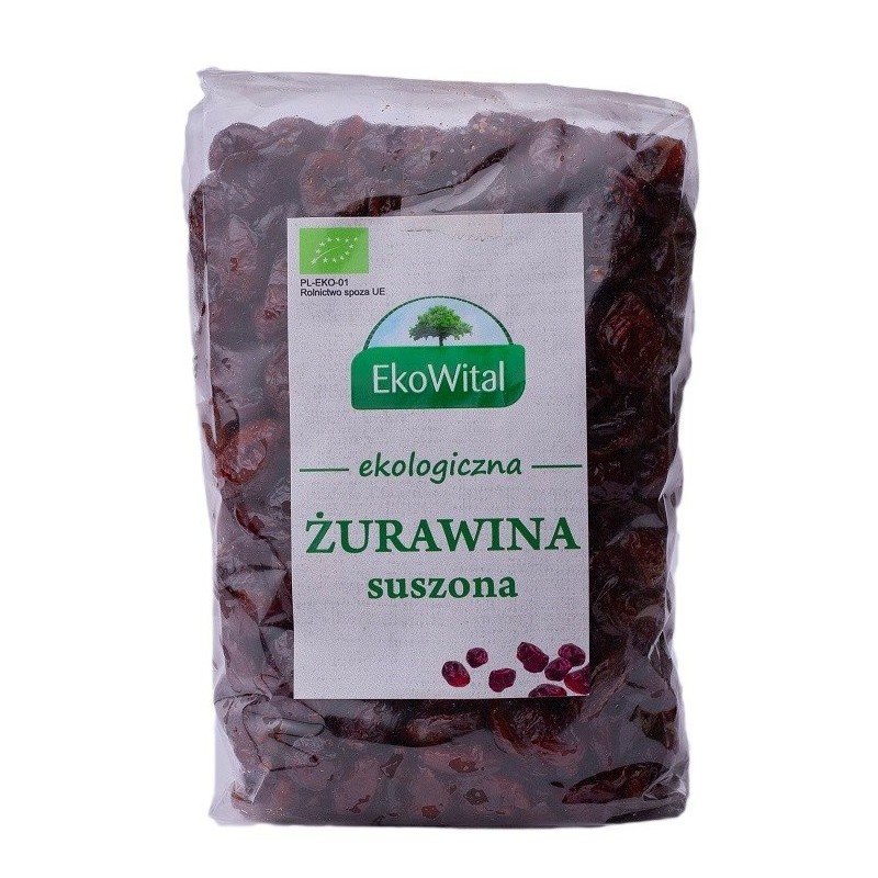 Żurawina suszona (słodzona cukrem trzcinowym) BIO 500 g - EKOWITAL