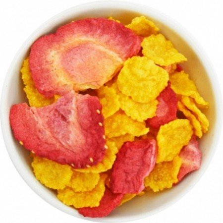 PŁATKI KUKURYDZIANE Z TRUSKAWKAMI BIO (SUROWIEC) (8 kg)