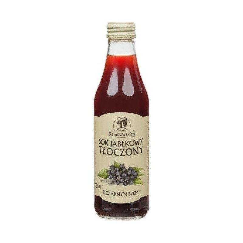 Sok jabłkowy tłoczony z owocem czarnego bzu 250 ml